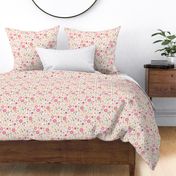 Happy Floral – Pink Blush Gold Peach Flowers, Girls Bedding, SMALLER scale