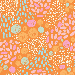 Vibrant playful kids bright pattern with orange and mint