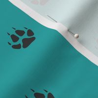 Wolf footprint / woodland / teal 