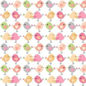 TINY Happy Birdies – Pink Blush Gold Peach Birds, Girls Bedding
