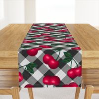 Jumbo Cherries on Black Gingham