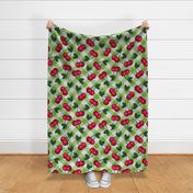 Jumbo Cherries on Lime Gingham