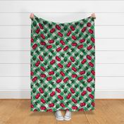 Jumbo Cherries on Hunter Green Gingham