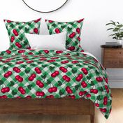 Jumbo Cherries on Hunter Green Gingham