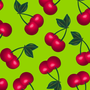 Jumbo Cherries on  Lime Green background
