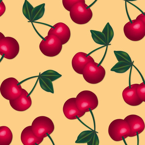 Jumbo Cherries on Cream background