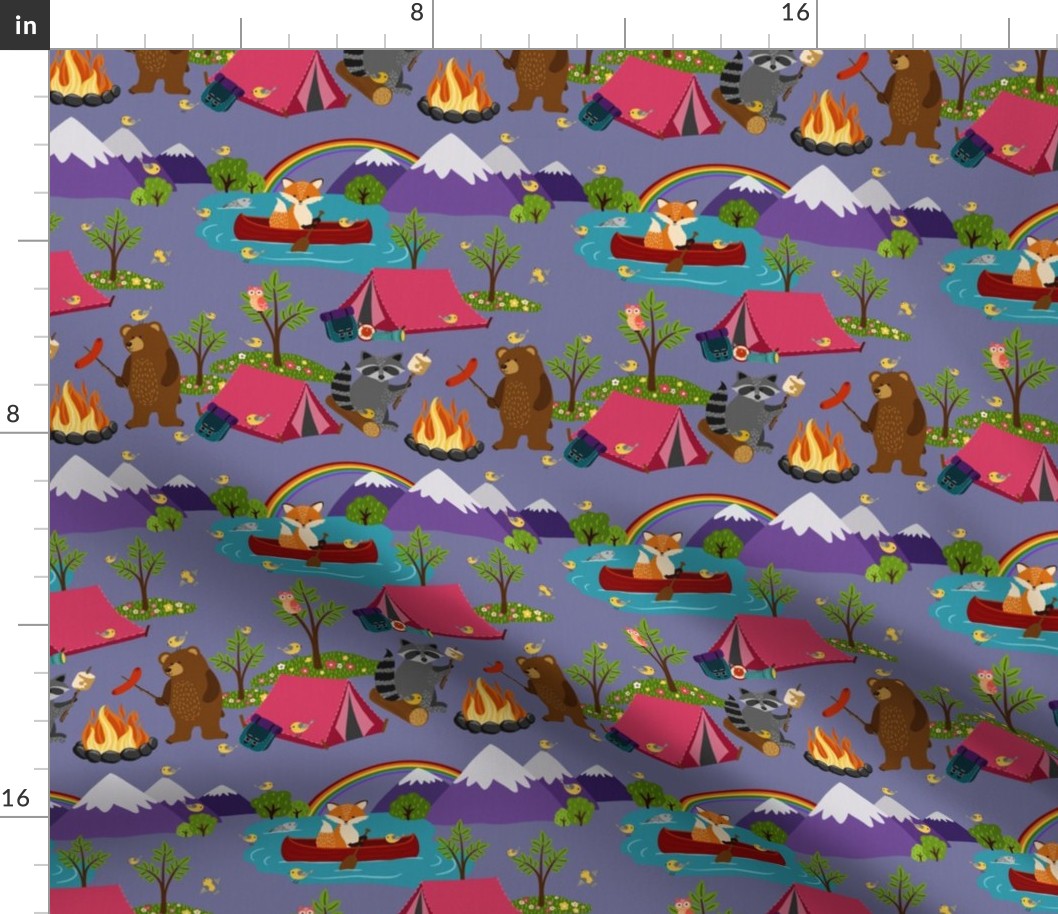 Camping Forest Animals - dusky purple