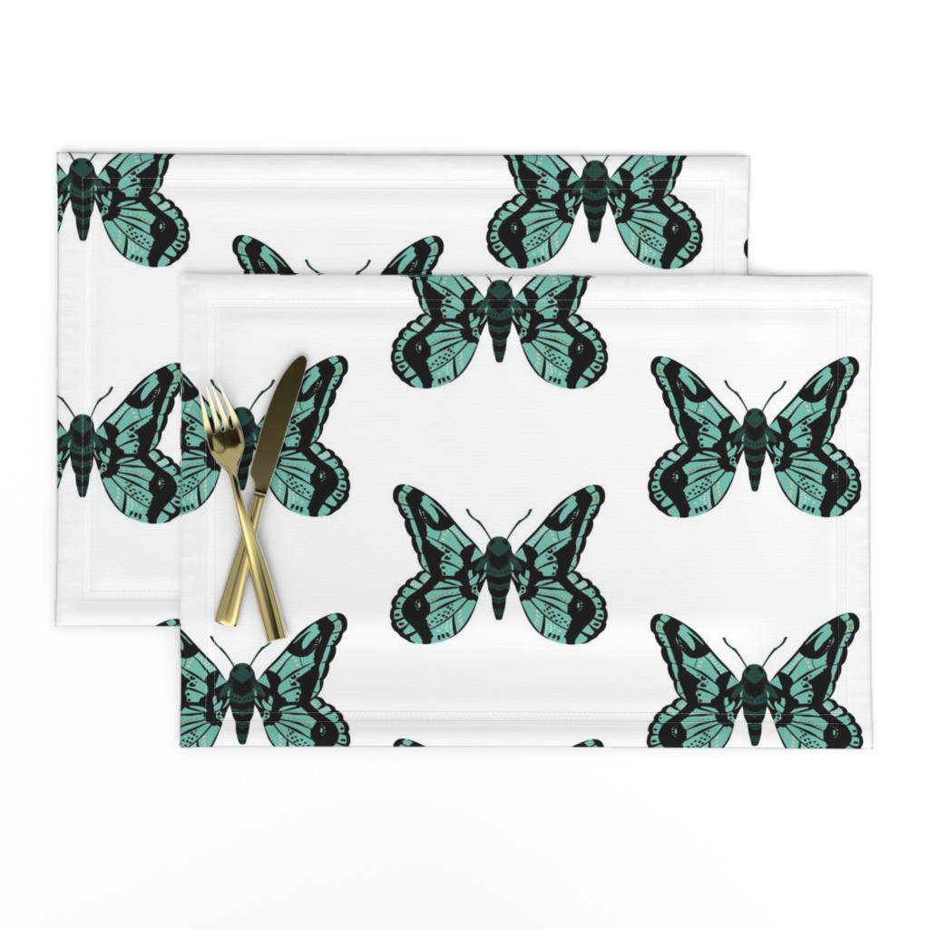 Spearmint Green and Black Moth