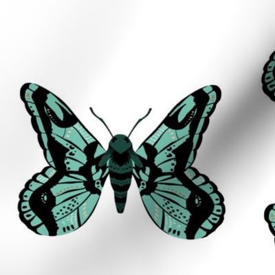 Spearmint Green and Black Moth