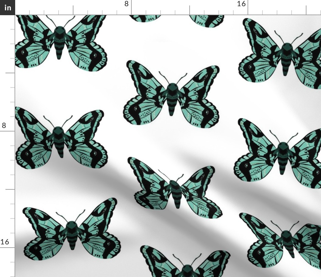 Spearmint Green and Black Moth