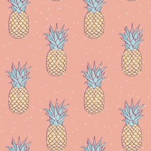 Pineapple Retro Peach Bleach seamless pattern background.