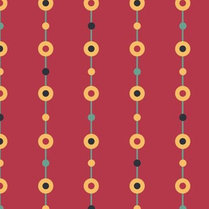 Folk Beads on red seamless pattern background.