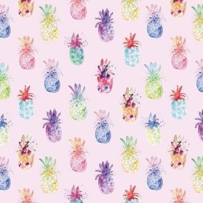 Loose watercolor pineapple with  pink from Anines Atelier. Use the design for kitchen walls and summer party