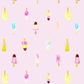 Popsicles pink loose watercolor from Anines Atelier. Use the design for kitchen and pantry wallpaper and a summer dress