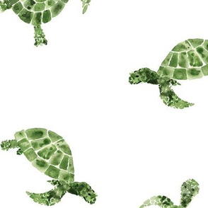 Marine turtles • khaki • watercolor ocean