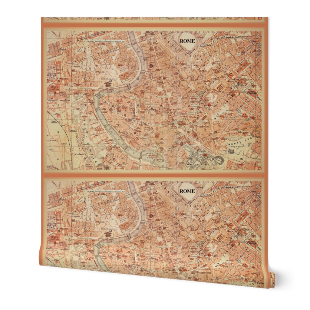 Rome, Italy map - vintage, large (yard)