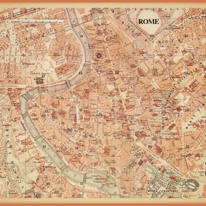 Rome, Italy map - vintage, large (yard)