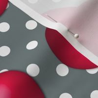 Cherries on Gray Polka Dots - Large Scale