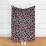 Cherries on Gray Polka Dots - Large Scale