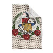 Wild heart traditional tattoo style Tea towel