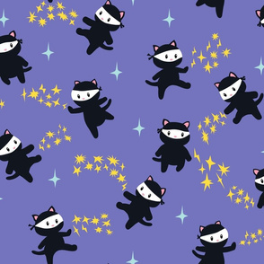 Ninja Cats on purple Background - bigger