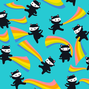 Ninja Cats with Rainbows - Medium large - Cute Animal Kids Baby Design