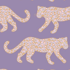 Kitty Parade - Pink on Lavender Purple - Large Scale
