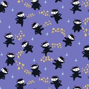 Cat Ninjas on purple Background - Smaller