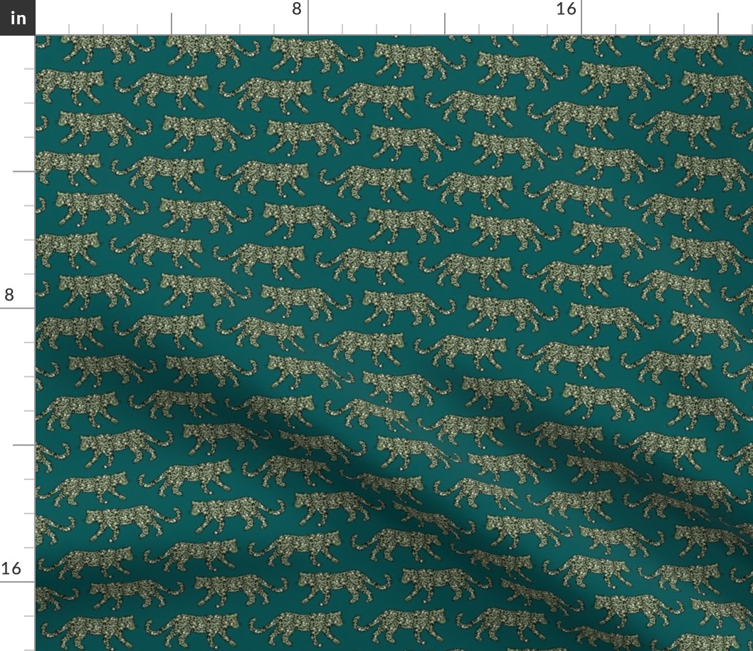 Kitty Parade - Olive on Teal - Small Scale