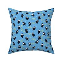 Ninja Cats on Light Blue Background - Medium Scale - 