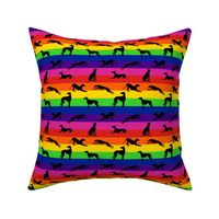 Black Greyhound on Horizontal Rainbow Stripes