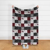 little one patchwork quilt top || moose buffalo plaid