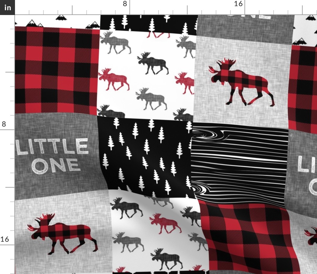 little one patchwork quilt top || moose buffalo plaid