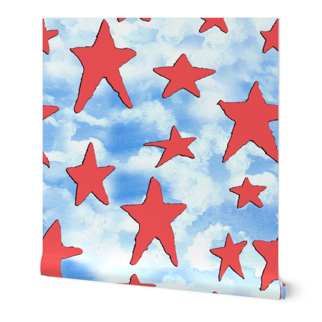 19-10t USA Red Stars Blue Clouds Patriot 4th of July Independence