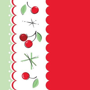 Retro Cherry Border Print