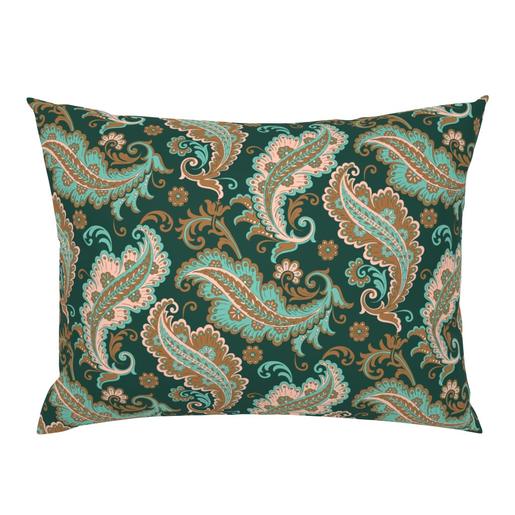 Elegant Paisley Dark Green Ochre