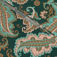 Elegant Paisley Dark Green Ochre