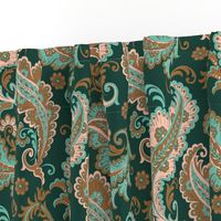 Elegant Paisley Dark Green Ochre