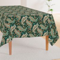 Elegant Paisley Dark Green Ochre