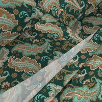 Elegant Paisley Dark Green Ochre