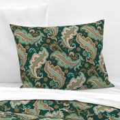 Elegant Paisley Dark Green Ochre