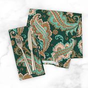 Elegant Paisley Dark Green Ochre