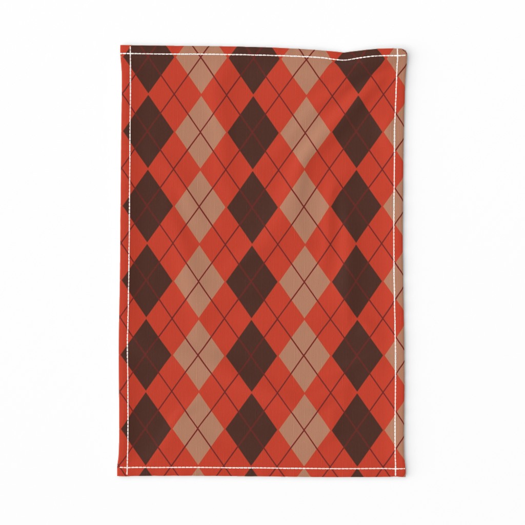 Argyle Plaid in Coral Brown and Beige