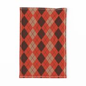 Argyle Plaid in Coral Brown and Beige