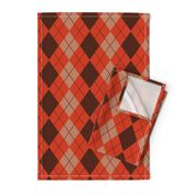Argyle Plaid in Coral Brown and Beige