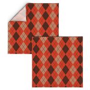 Argyle Plaid in Coral Brown and Beige