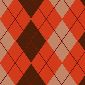 Argyle Plaid in Coral Brown and Beige