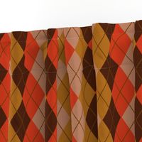 Argyle Plaid in Coral Brown Mustard and Beige