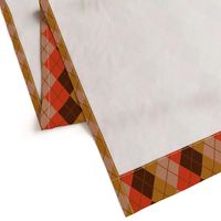 Argyle Plaid in Coral Brown Mustard and Beige