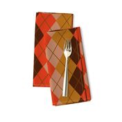 Argyle Plaid in Coral Brown Mustard and Beige